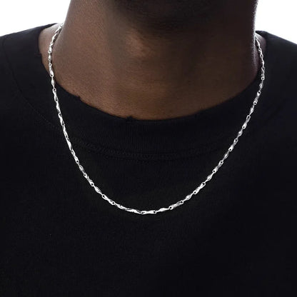 S925 Sterling Silver  Necklace in White Gold