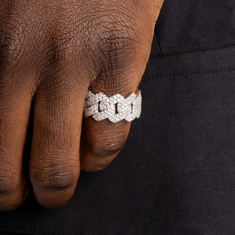 S925 Iced Prong Cuban Ring - 14mm