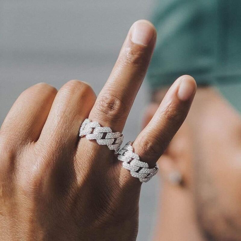 S925 VVS Moissanite Prong Cuban Ring  - 14mm