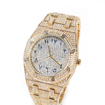 Full Diamond Arabic Watch Hip Hop Fashion Dial Quartz
