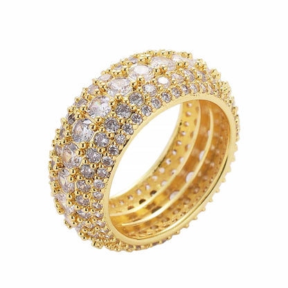18K Gold Micro Pave Five-Row Full Diamond Ring