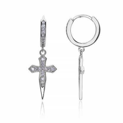 18K Gold Diamond-Inlaid Cross Sword Ear Cuff