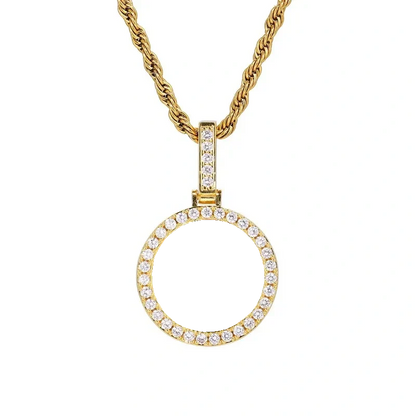 18k Gold Small Custom Photo Micro-Set Round Pendant - 25mm