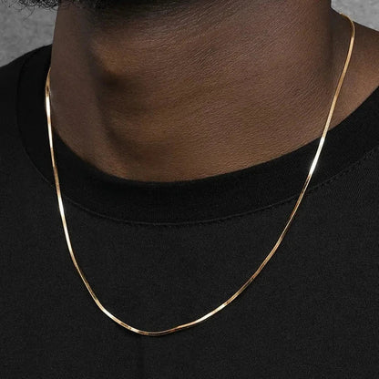 24K yellow gold color necklace snake bone chain men hip-hop hundred lockbone chain women senior sense sweater chain