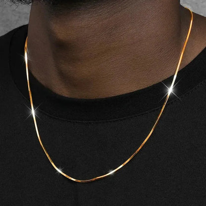 Snake Bone Chain Necklace in 24K Gold - 2mm