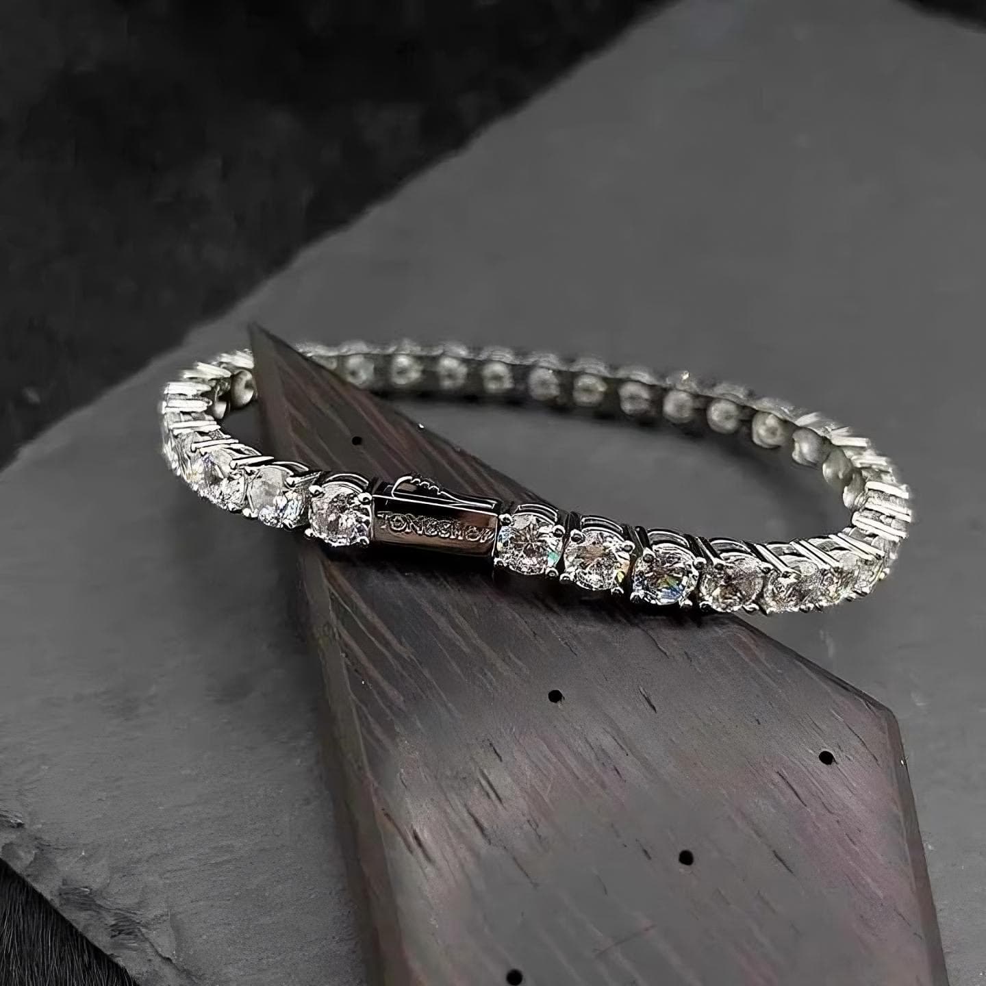 Luxury Tennis Chain Rock Sugar Bracelet with round cut stones, iced out jewelry