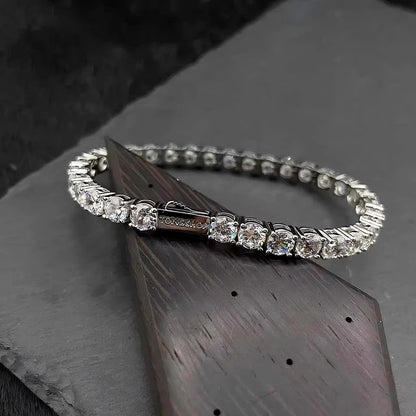 Luxury Tennis Chain Rock Sugar Bracelet with round cut stones, iced out jewelry
