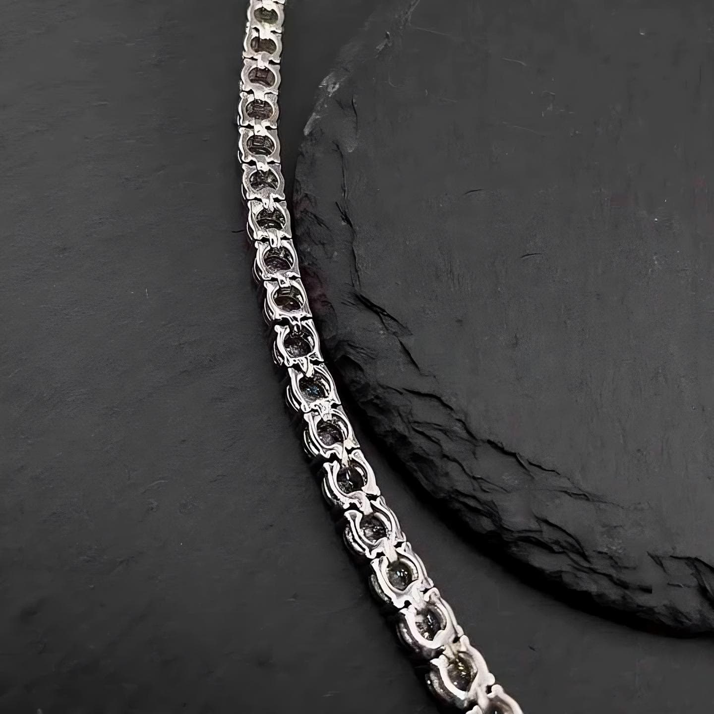 Back view of Tennis Chain Rock Sugar Bracelet with secure clasp