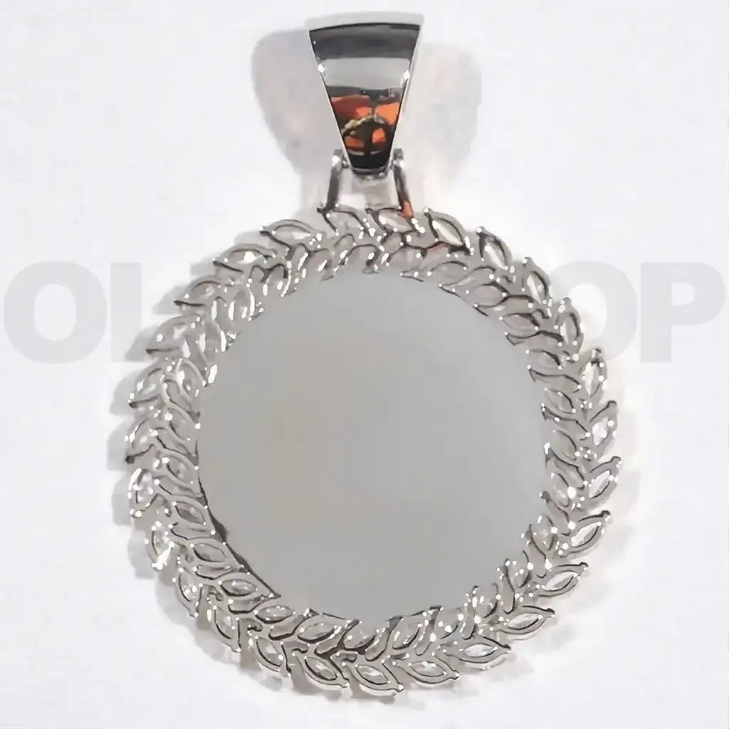 Wheat Ear Round Custom Photo Pendant - Personalized Iced Necklace