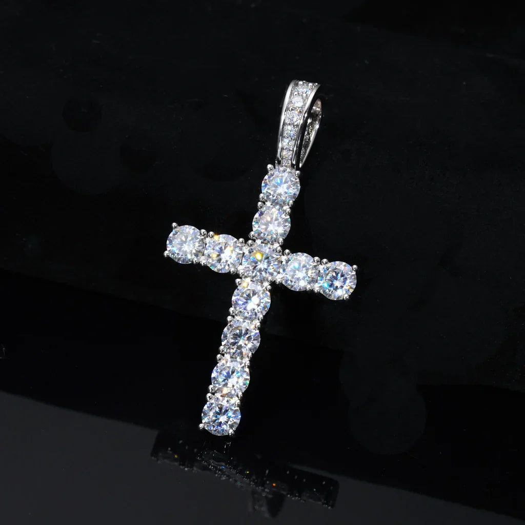 White Gold Cross + 4mm Tennis Chain - Bundle
