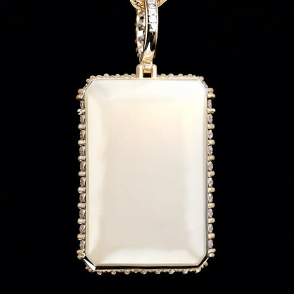 Personalized Rectangular Photo Pendant with Iced Frame