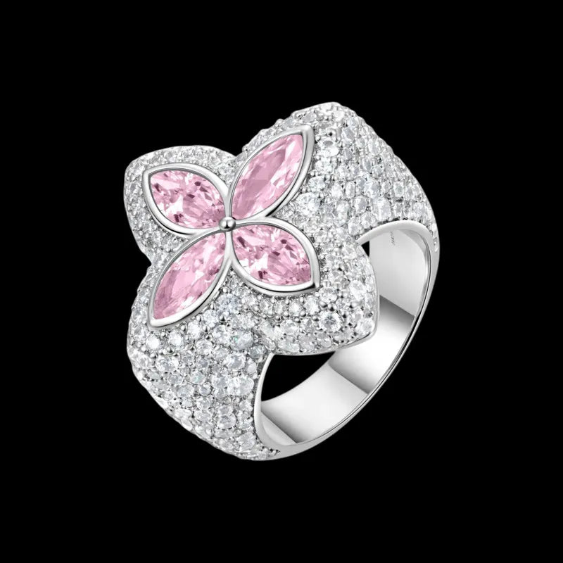 Iced Clover Rings in White Diamond - 25mm
