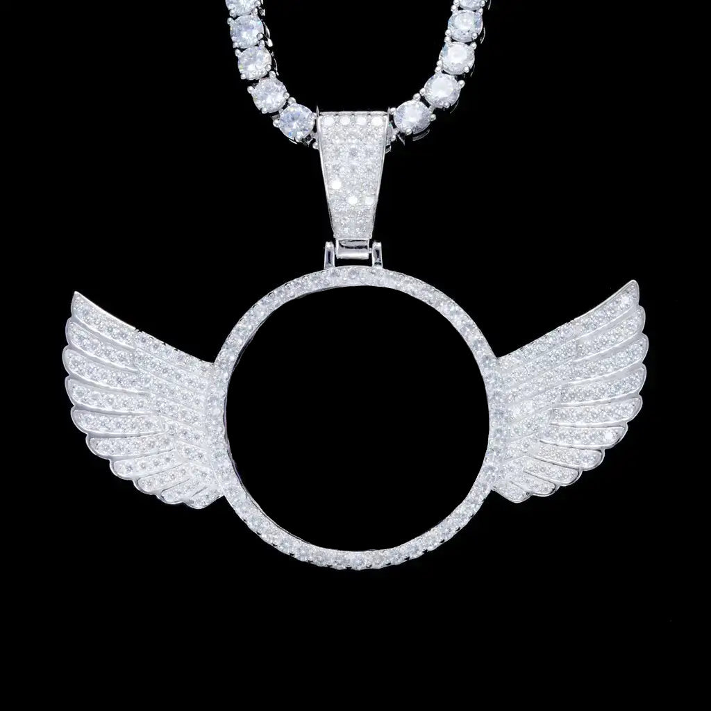 925S & VVS MOISSANITE 3D WING CUSTOM PICTURE PENDANT