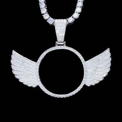 925S & VVS MOISSANITE 3D WING CUSTOM PICTURE PENDANT