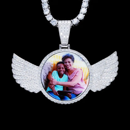 925S & VVS MOISSANITE 3D WING CUSTOM PICTURE PENDANT