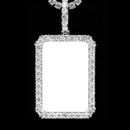 Personalized Rectangular Photo Pendant with Iced Frame